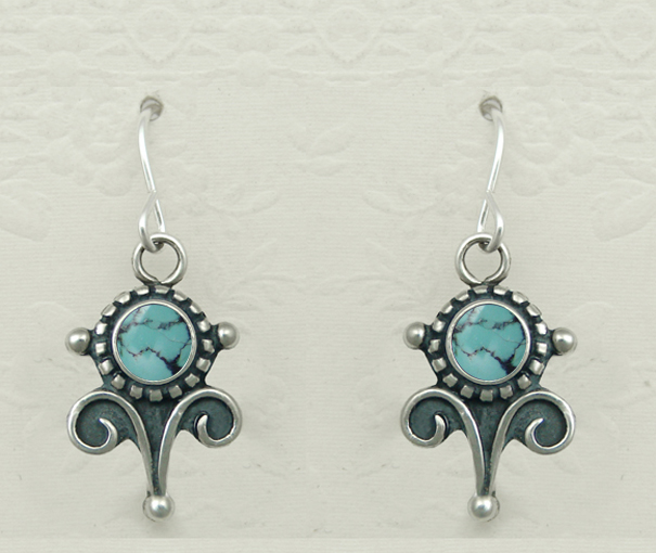 Sterling Silver Petite Chinese Turquoise Gemstone Drop Dangle Earrings